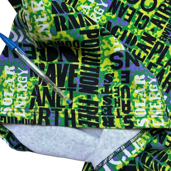 90s vintage Environment Slogan Print Mini Dress Stretch Bodycon Planet Earth. - Picture 7 of 7